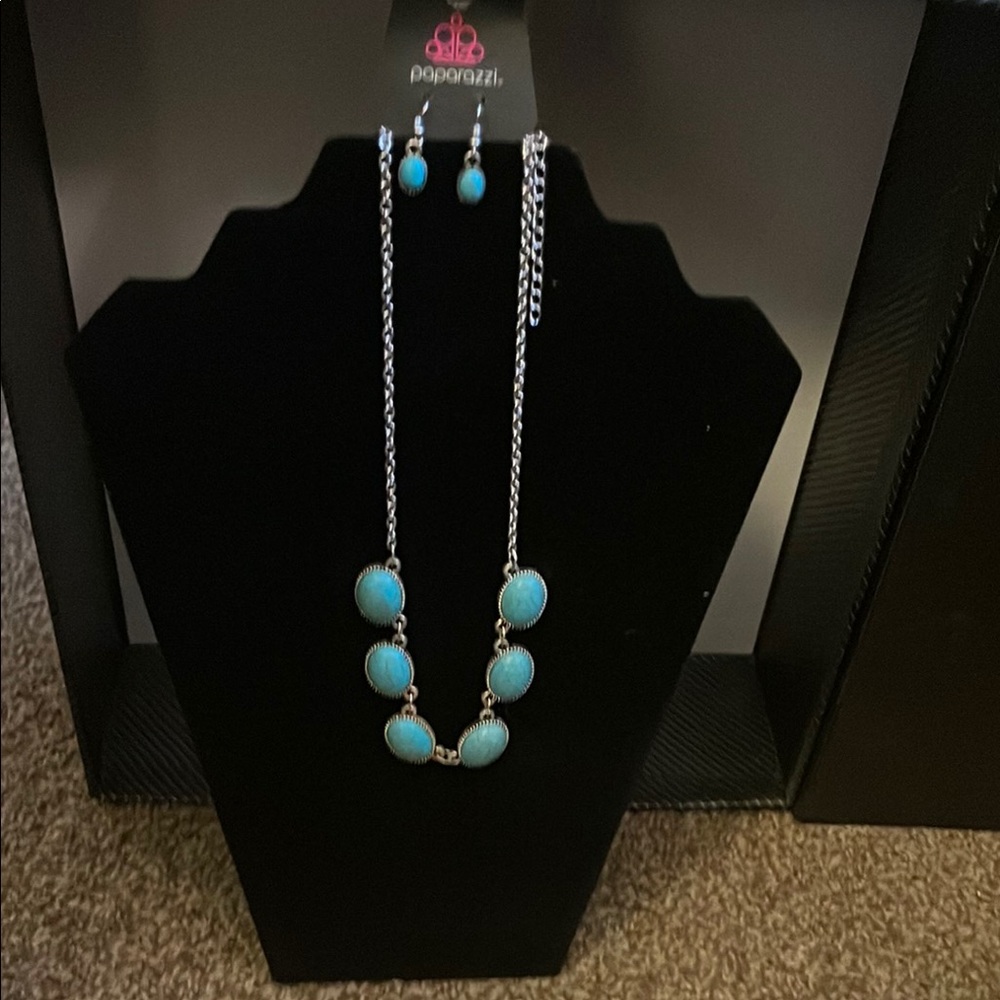 Paparazzi Turquoise Necklace and Earring Set
